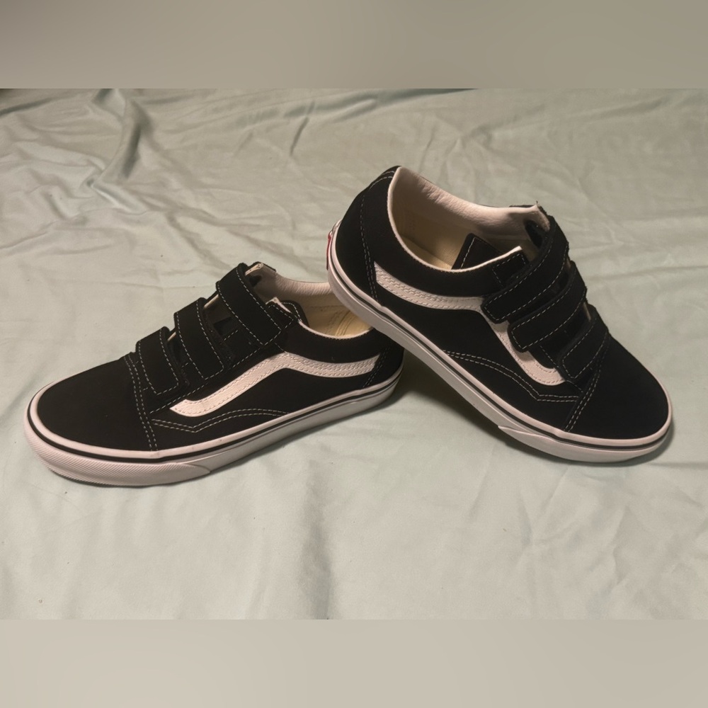 Women’s Black and White Velcro Vans